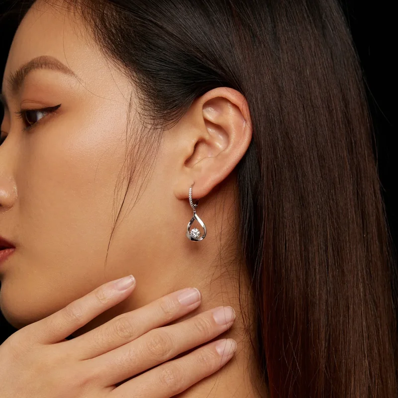(immagine per) Orecchini a goccia in stile Pandora con Moissanite (Due Certificati) - MSE032 - Visualizza 5