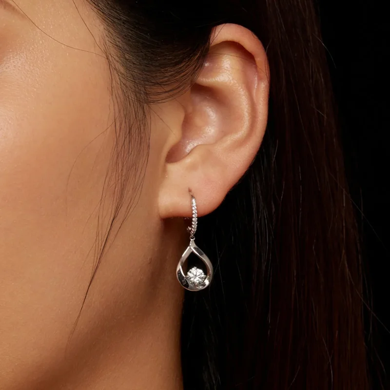 (immagine per) Orecchini a goccia in stile Pandora con Moissanite (Due Certificati) - MSE032 - Visualizza 7