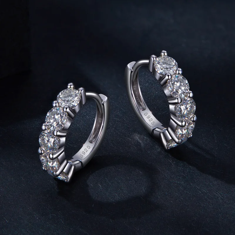 (immagine per) Orecchini a mezzo cerchio in stile Pandora con diamanti di Moissanite - MSE033 - Visualizza 3
