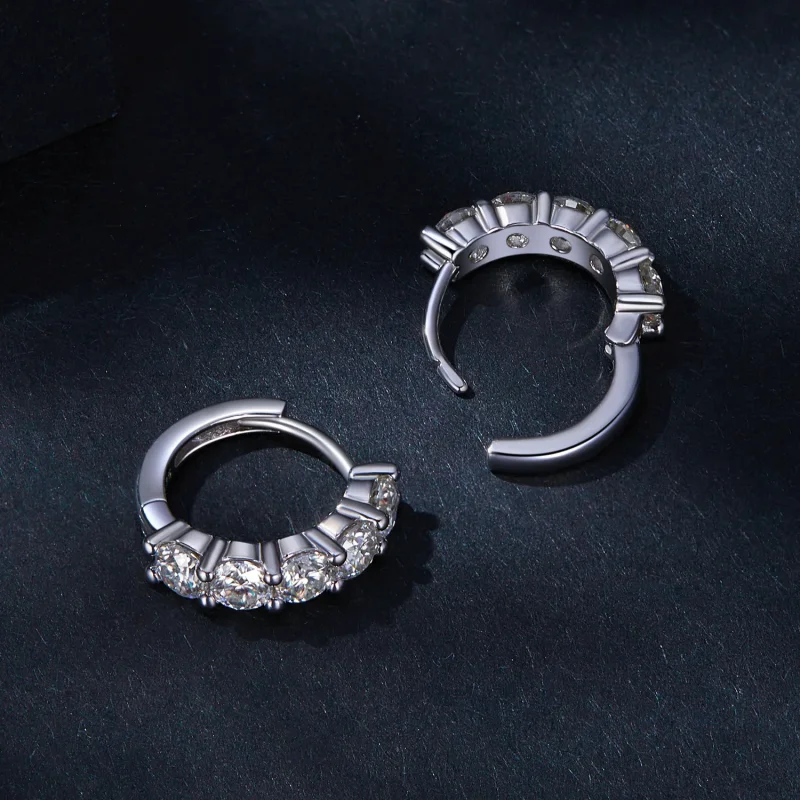 (immagine per) Orecchini a mezzo cerchio in stile Pandora con diamanti di Moissanite - MSE033 - Visualizza 4
