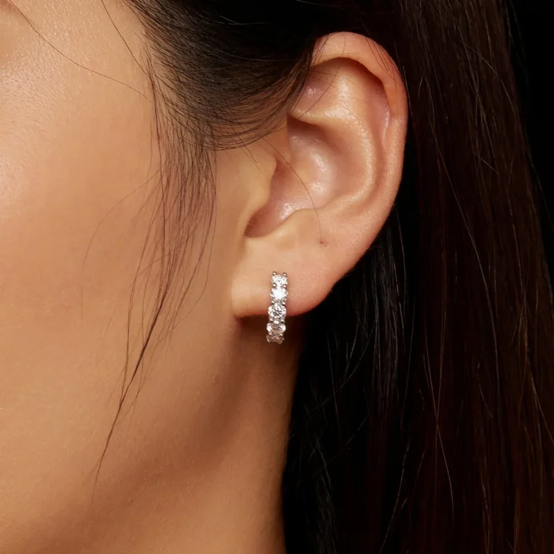 (immagine per) Orecchini a mezzo cerchio in stile Pandora con diamanti di Moissanite - MSE033 - Visualizza 6