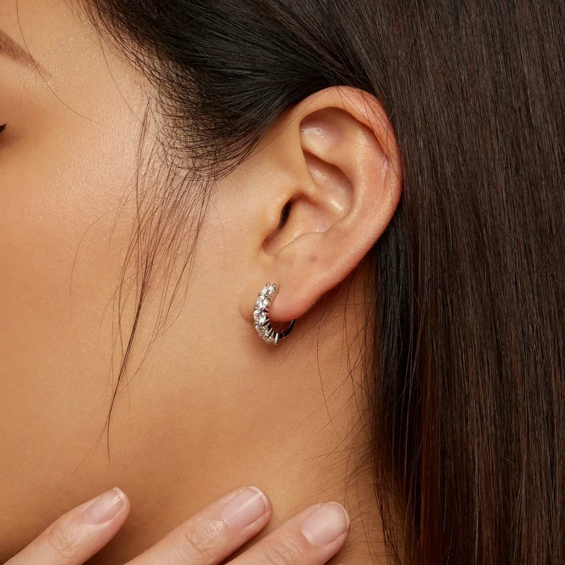 (immagine per) Orecchini a mezzo cerchio in stile Pandora con diamanti di Moissanite - MSE033 - Visualizza 7