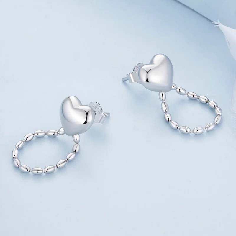 (immagine per) Orecchini a pendente con frange a forma di cuore in stile Pandora - BSE825 - Visualizza 4