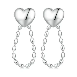 (immagine per) Orecchini a pendente con frange a forma di cuore in stile Pandora - BSE825