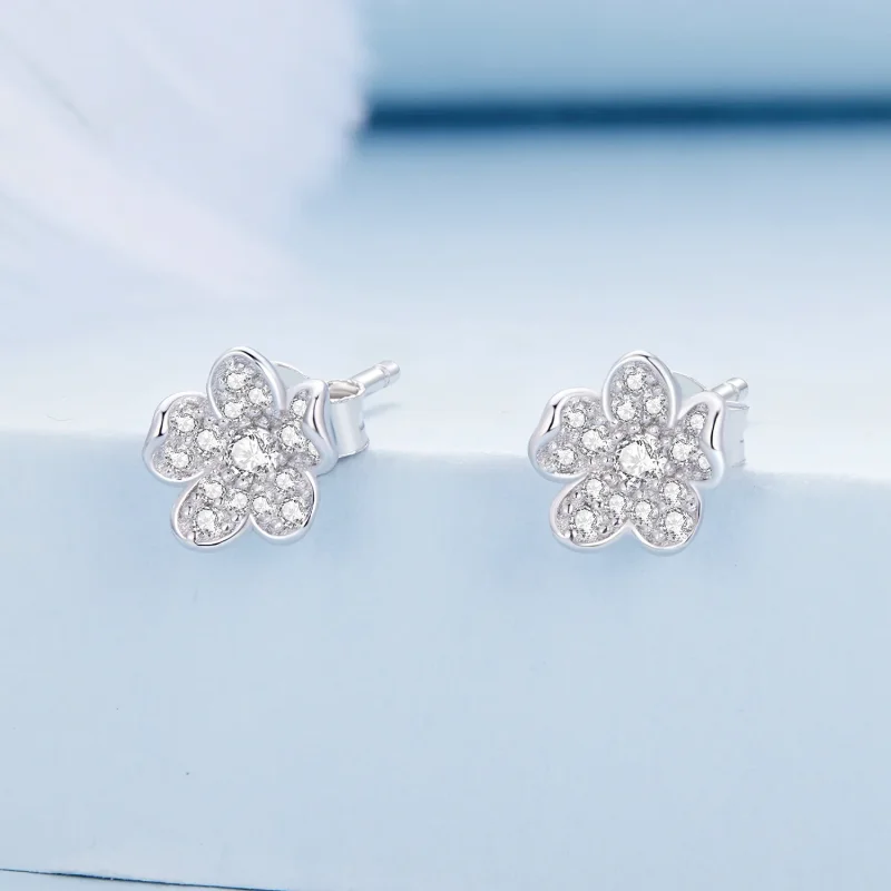 (immagine per) Orecchini a perno a forma di fiore incastonati di diamanti in stile Pandora - BS - Visualizza 2