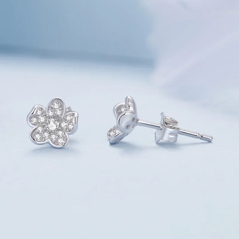 (immagine per) Orecchini a perno a forma di fiore incastonati di diamanti in stile Pandora - BS - Visualizza 4