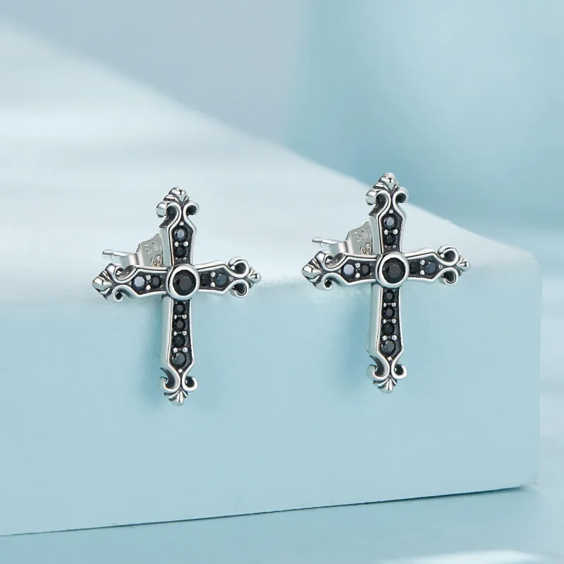 (immagine per) Orecchini a perno con croce vintage in stile Pandora - SCE1655 - Visualizza 2