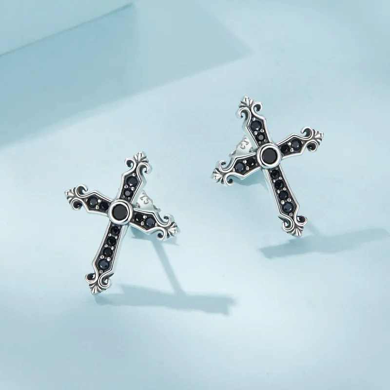 (immagine per) Orecchini a perno con croce vintage in stile Pandora - SCE1655 - Visualizza 3
