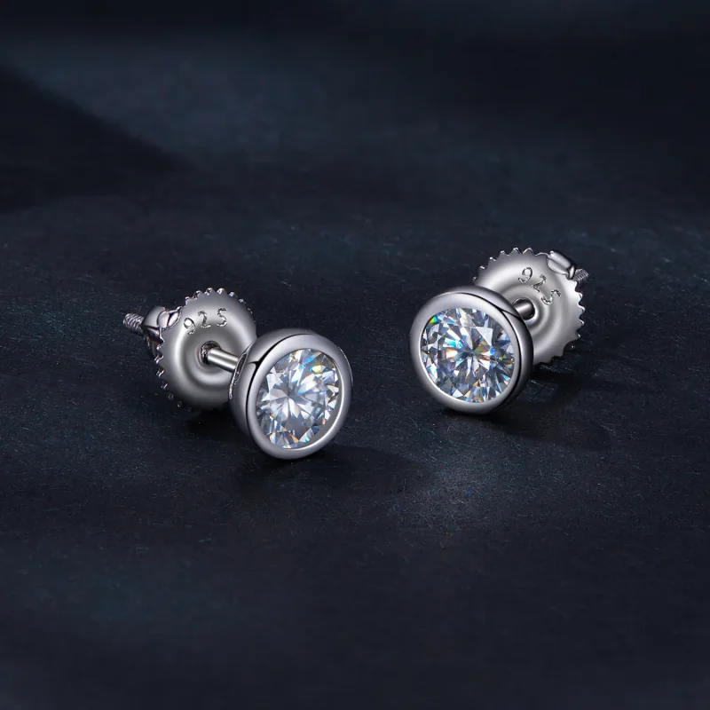 (immagine per) Orecchini a perno con montatura a ghiera di stile Pandora con Moissanite - MSE02 - Visualizza 2