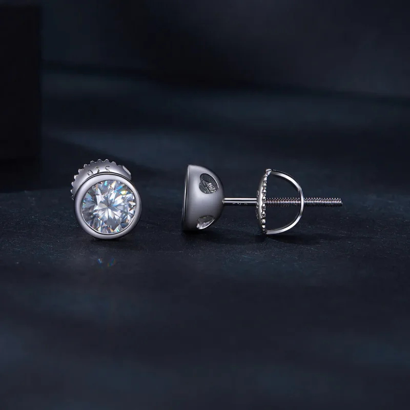 (immagine per) Orecchini a perno con montatura a ghiera di stile Pandora con Moissanite - MSE02 - Visualizza 3