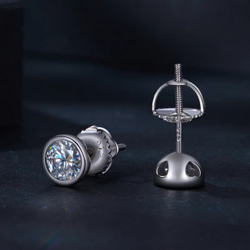 (immagine per) Orecchini a perno con montatura a ghiera di stile Pandora con Moissanite - MSE02 - Visualizza 4