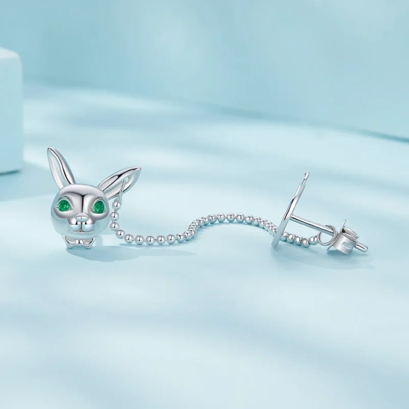 (immagine per) Orecchini a perno con pendenti in stile Pandora, orologio con coniglio bianco - - Visualizza 3