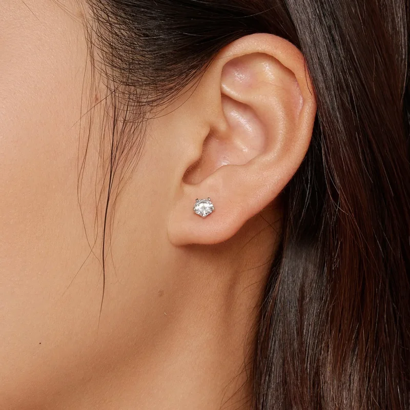 (immagine per) Orecchini a perno in stile Pandora con 0,5 Ct di Moissanite - MSE024-S - Visualizza 3