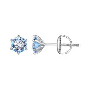 (immagine per) Orecchini a perno in stile Pandora con acquamarina e moissanite - MSE025-SLB