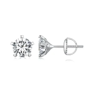 Orecchini a perno in stile Pandora con Moissanite da 1 carato - MSE024-L (immagine per) Orecchini a perno in stile Pandora con Moissanite da 1 carato - MSE024-L