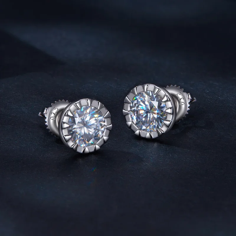 (immagine per) Orecchini a perno in stile Pandora con Moissanite da 1 carato - MSE027 - Visualizza 2