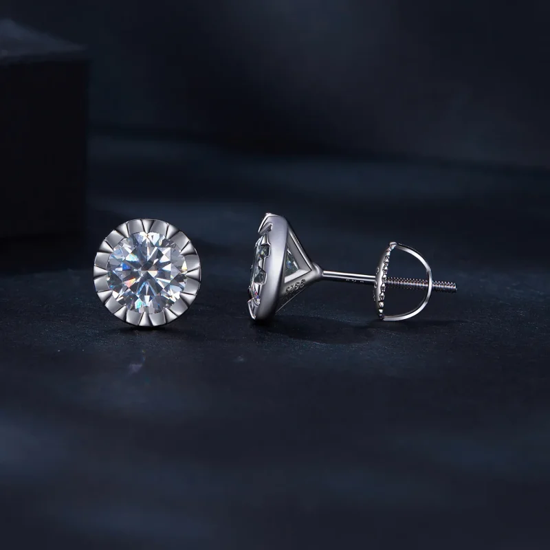 (immagine per) Orecchini a perno in stile Pandora con Moissanite da 1 carato - MSE027 - Visualizza 3