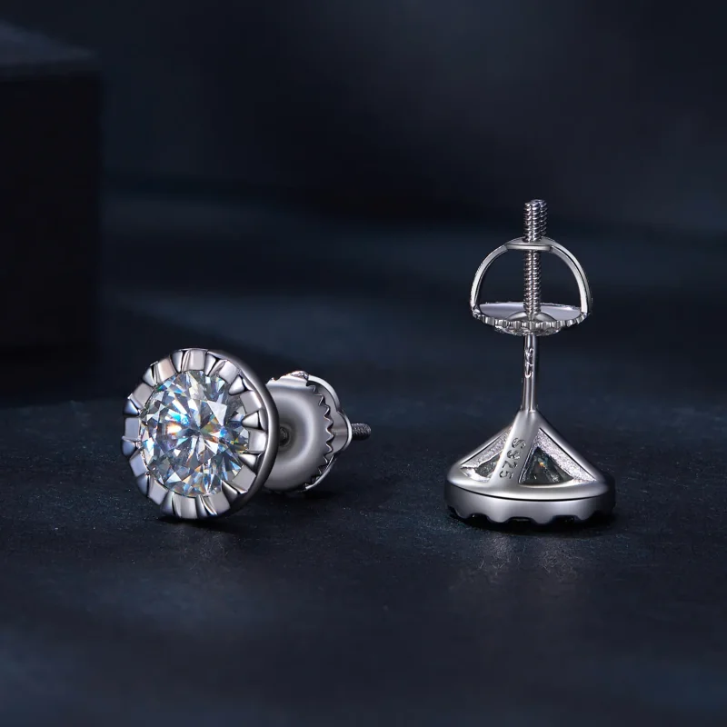 (immagine per) Orecchini a perno in stile Pandora con Moissanite da 1 carato - MSE027 - Visualizza 4
