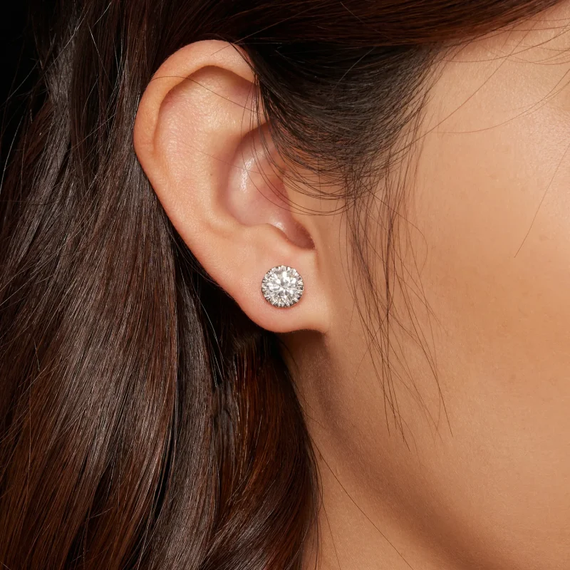 (immagine per) Orecchini a perno in stile Pandora con Moissanite da 1 carato - MSE027 - Visualizza 6