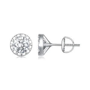 Orecchini a perno in stile Pandora con Moissanite da 1 carato - MSE027 (immagine per) Orecchini a perno in stile Pandora con Moissanite da 1 carato - MSE027