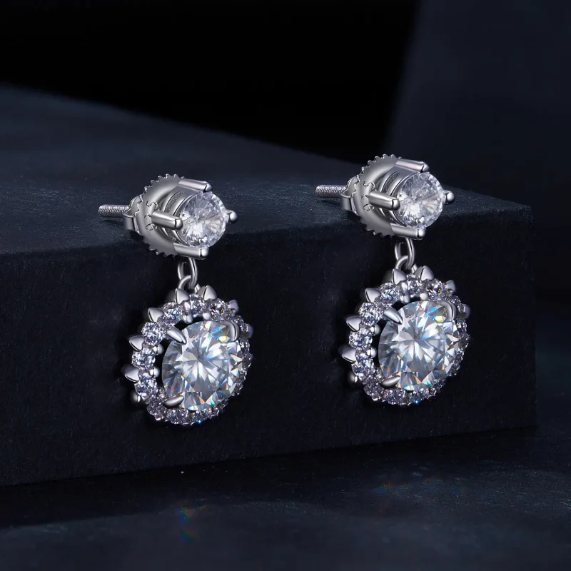 (immagine per) Orecchini a perno in stile Pandora con Moissanite da 1 carato - MSE028 - Visualizza 2