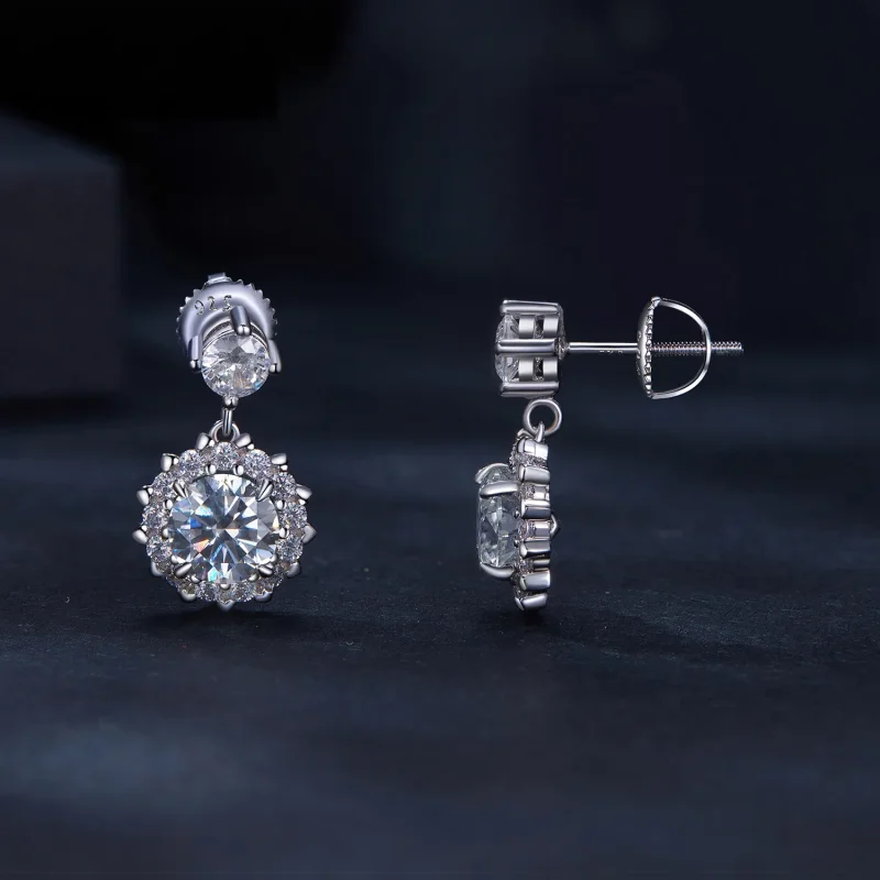 (immagine per) Orecchini a perno in stile Pandora con Moissanite da 1 carato - MSE028 - Visualizza 3
