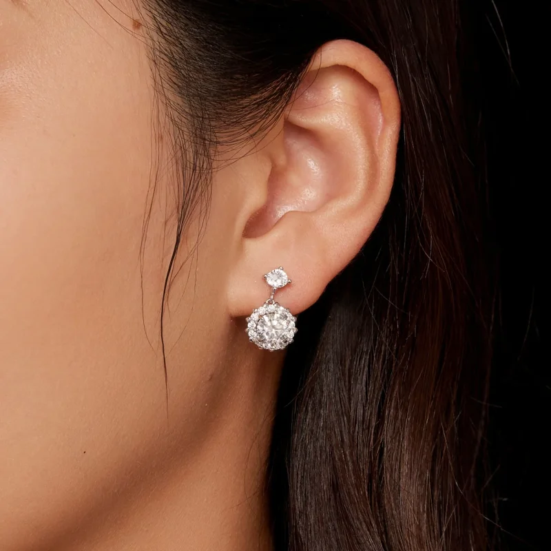 (immagine per) Orecchini a perno in stile Pandora con Moissanite da 1 carato - MSE028 - Visualizza 5
