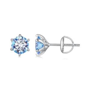 (immagine per) Orecchini a perno in stile Pandora con Moissanite di acquamarina - MSE025-LLB