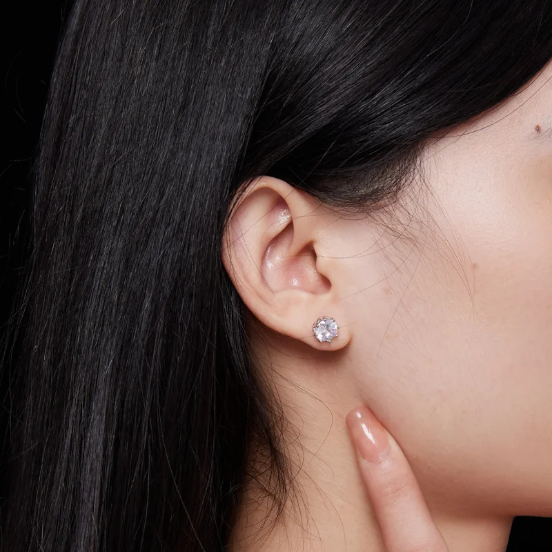 (immagine per) Orecchini a perno in stile Pandora con Moissanite squisita (Due certificati) - M - Visualizza 7