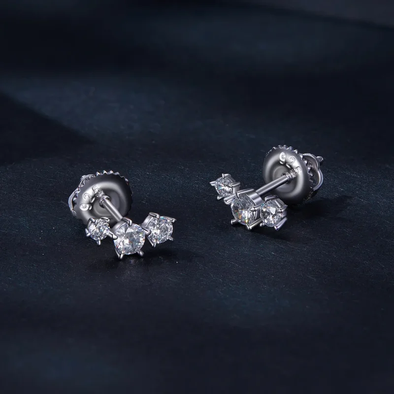 (immagine per) Orecchini a perno in stile Pandora con Moissanite (un certificato) - MSE034 - Visualizza 2