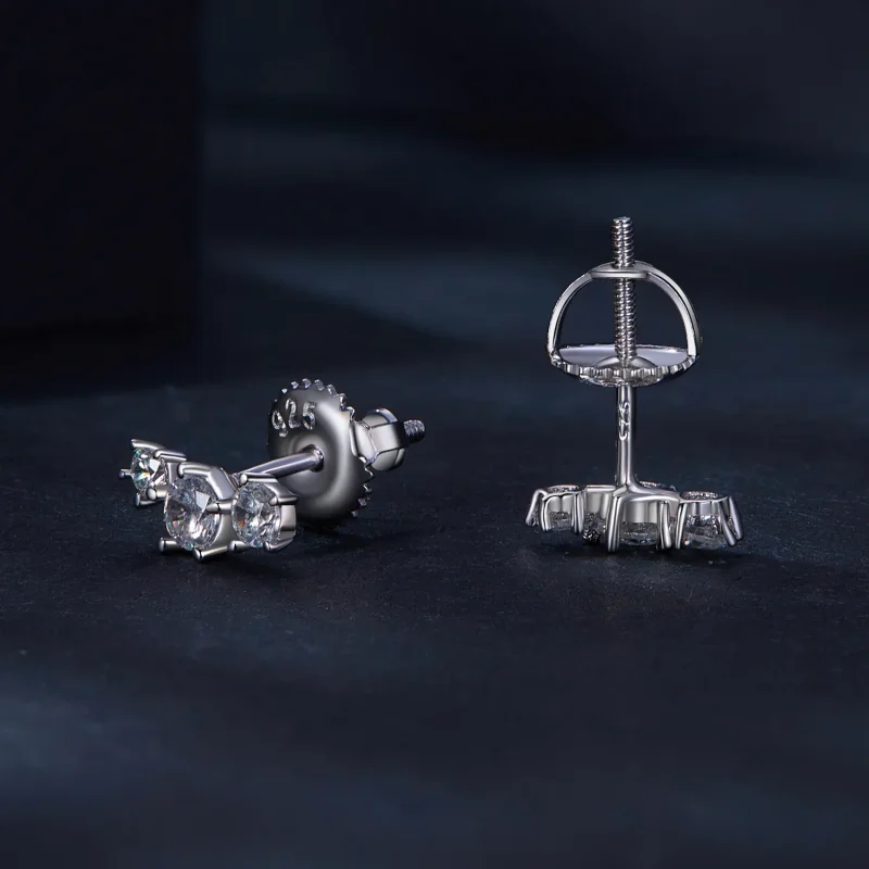 (immagine per) Orecchini a perno in stile Pandora con Moissanite (un certificato) - MSE034 - Visualizza 4