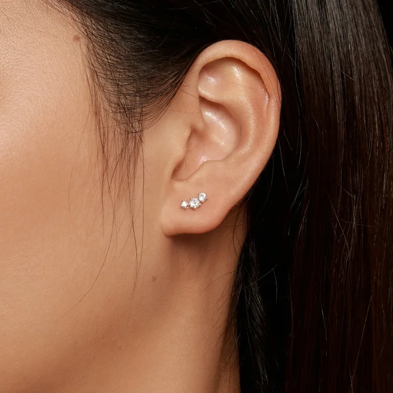 (immagine per) Orecchini a perno in stile Pandora con Moissanite (un certificato) - MSE034 - Visualizza 6