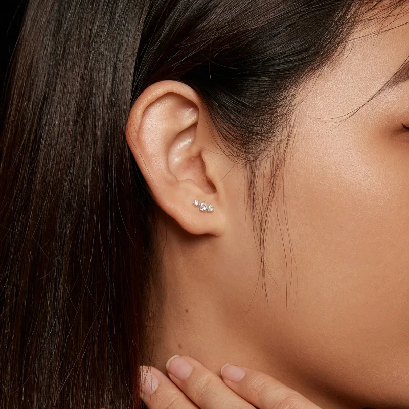 (immagine per) Orecchini a perno in stile Pandora con Moissanite (un certificato) - MSE034 - Visualizza 7