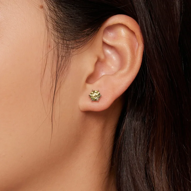 (immagine per) Orecchini a perno in stile Pandora con smeraldo moissanite - MSE025-LGN - Visualizza 2