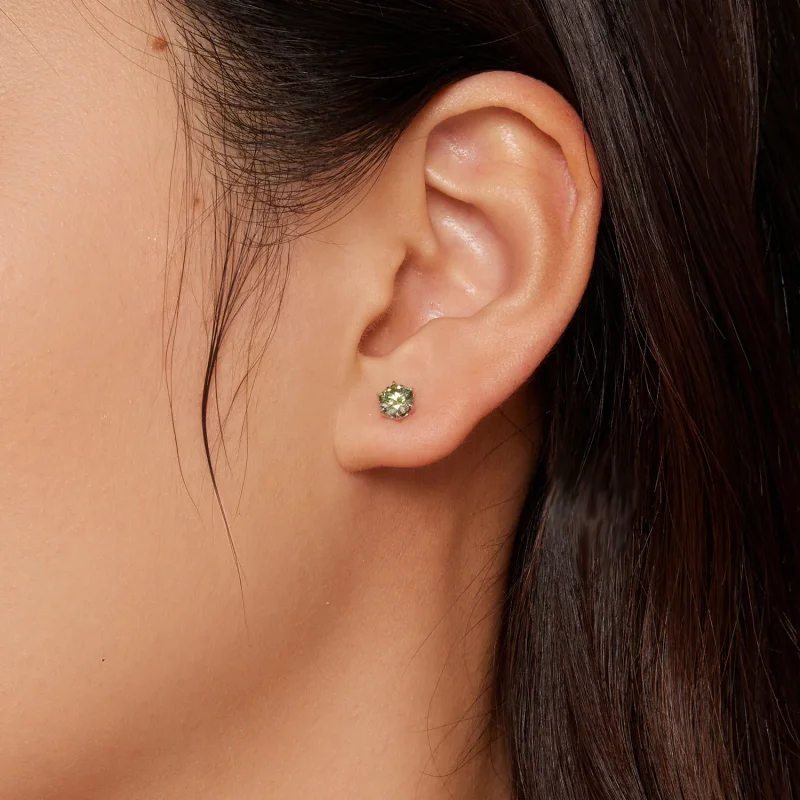 (immagine per) Orecchini a perno in stile Pandora con zaffiri moissanite smeraldo - MSE025-SGN - Visualizza 2