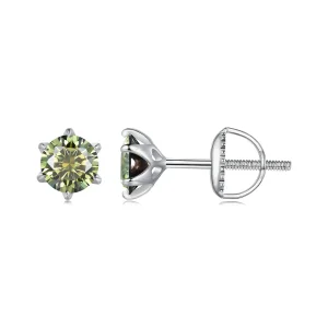 Orecchini a perno in stile Pandora con zaffiri moissanite smeraldo - MSE025-SGN (immagine per) Orecchini a perno in stile Pandora con zaffiri moissanite smeraldo - MSE025-SGN