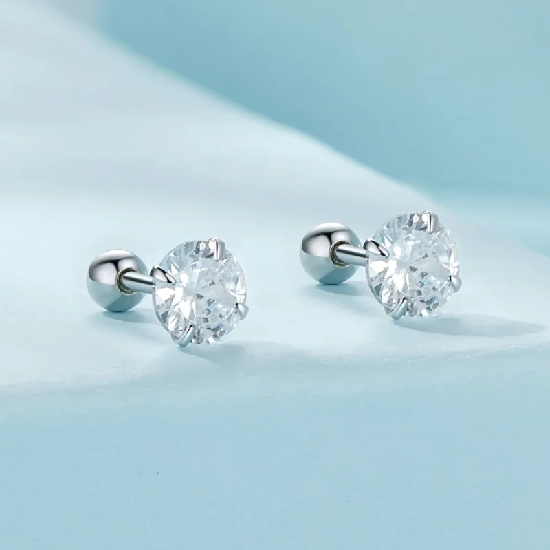 (immagine per) Orecchini a perno in stile Pandora con zirconio bianco - SCE1646-M - Visualizza 2