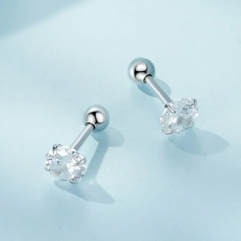 (immagine per) Orecchini a perno in stile Pandora con zirconio bianco - SCE1646-M - Visualizza 3