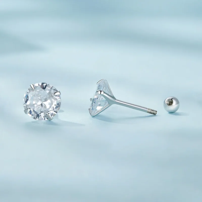 (immagine per) Orecchini a perno in stile Pandora con zirconio bianco - SCE1646-M - Visualizza 4