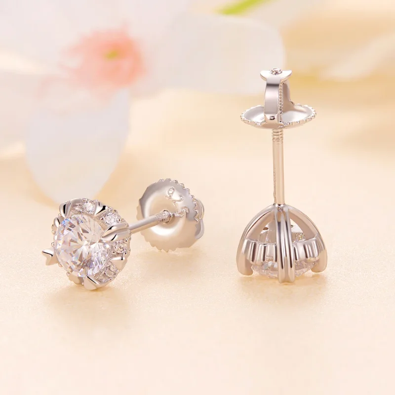 (immagine per) Orecchini a perno Moissanite di stile Pandora esquisiti (due certificati) - MSE0 - Visualizza 4