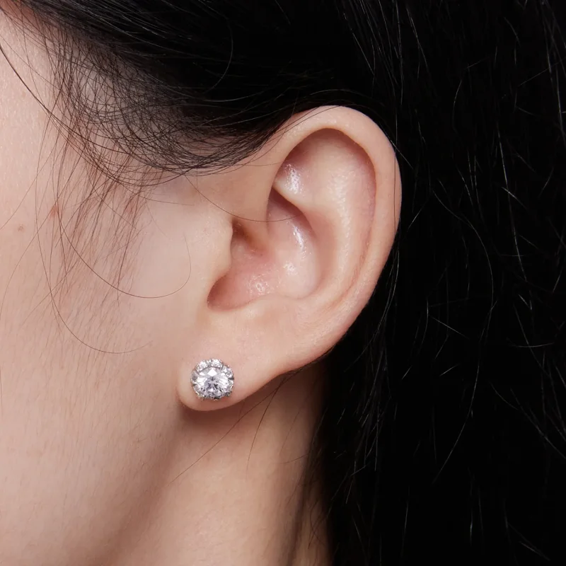 (immagine per) Orecchini a perno Moissanite di stile Pandora esquisiti (due certificati) - MSE0 - Visualizza 5