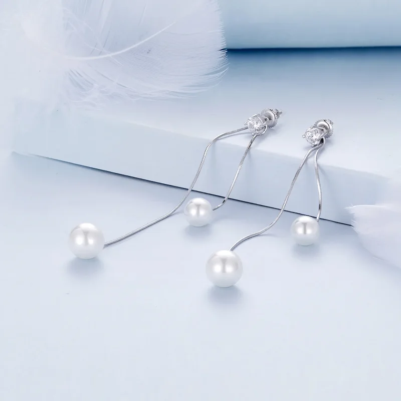 (immagine per) Orecchini pendenti con perline a nappina nello stile di Pandora - BSE890 - Visualizza 2