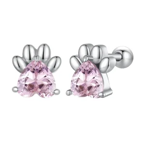 (immagine per) Pandora Stile Orecchini a Bottone in Forma di Zampe di Cane Rosa - SCE1574