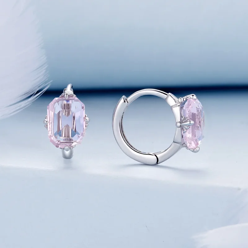 (immagine per) Pandora Stile Orecchini a Cerchio con Gemma Rosa - BSE889 - Visualizza 2