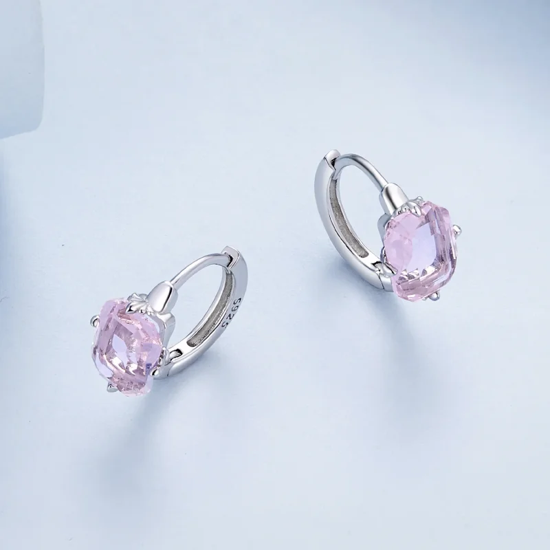 (immagine per) Pandora Stile Orecchini a Cerchio con Gemma Rosa - BSE889 - Visualizza 3