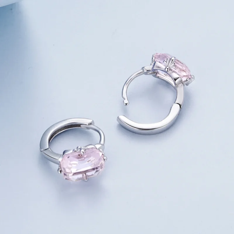 (immagine per) Pandora Stile Orecchini a Cerchio con Gemma Rosa - BSE889 - Visualizza 4