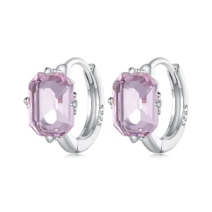 Pandora Stile Orecchini a Cerchio con Gemma Rosa - BSE889 (immagine per) Pandora Stile Orecchini a Cerchio con Gemma Rosa - BSE889