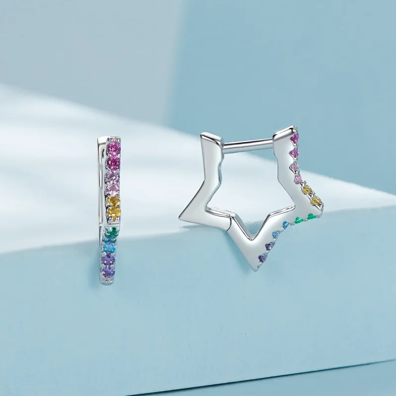 (immagine per) Pandora Stile Orecchini Cerchio Stelle Iridescenti - SCE1627 - Visualizza 2
