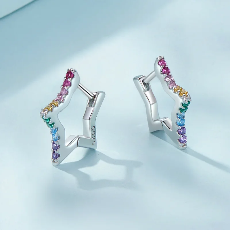 (immagine per) Pandora Stile Orecchini Cerchio Stelle Iridescenti - SCE1627 - Visualizza 3