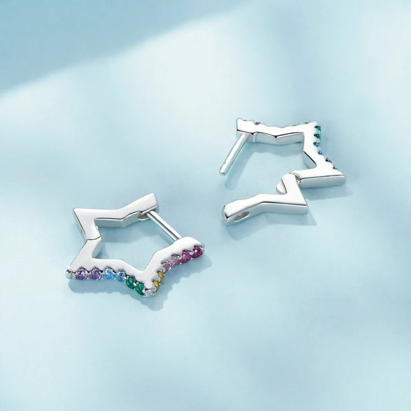 (immagine per) Pandora Stile Orecchini Cerchio Stelle Iridescenti - SCE1627 - Visualizza 4